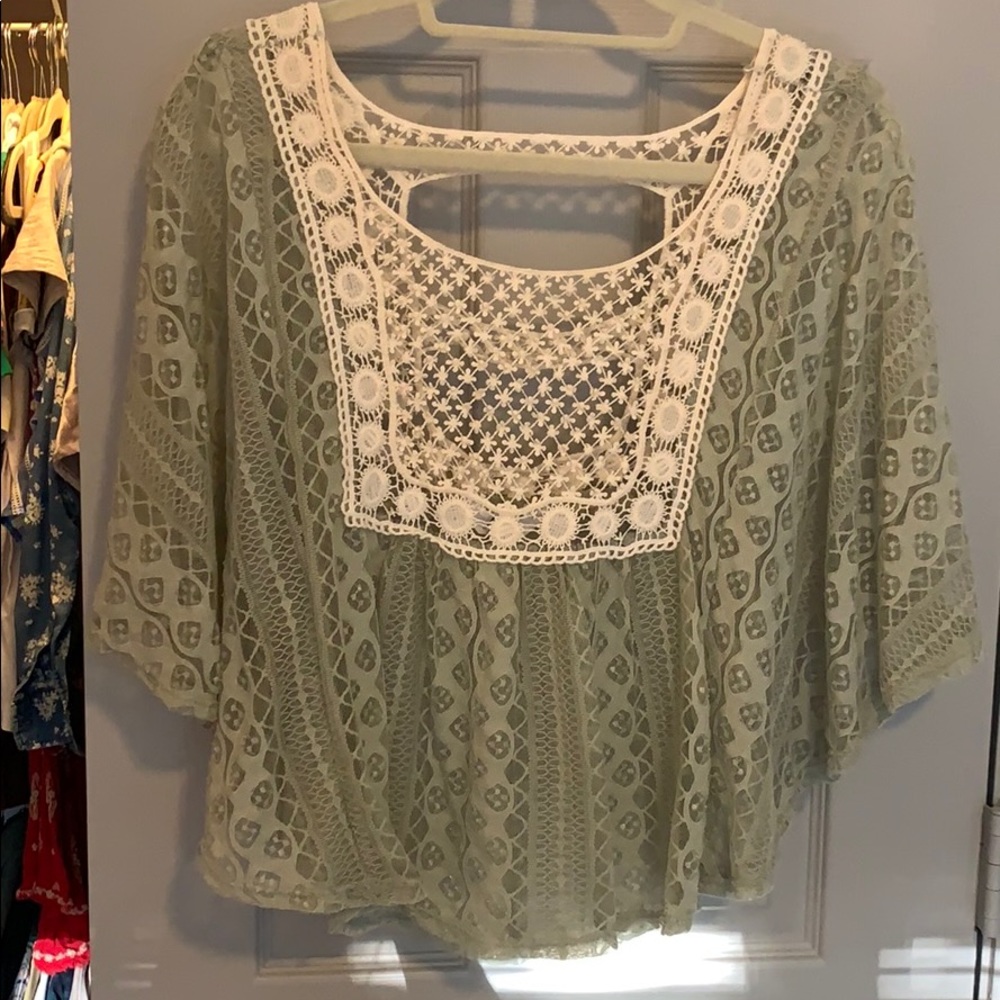 Lace Blouse with Crochet Detailing